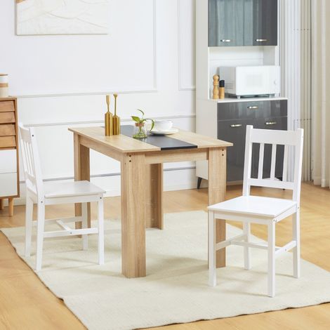 Ensemble de 2 chaises salle à manger et cuisine en bois massif, 41 x 46,5 x 85,5 cm, blanches, design scandinave, confortables et robustes (1/4)