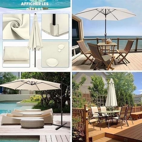 JSSEVN-Parasol De Jardin 3.0m Dessus De Parapluie De Remplacement pour 8Bras, Toile De Rechange Housse De Parapluie,pour Terrasse (1/5)