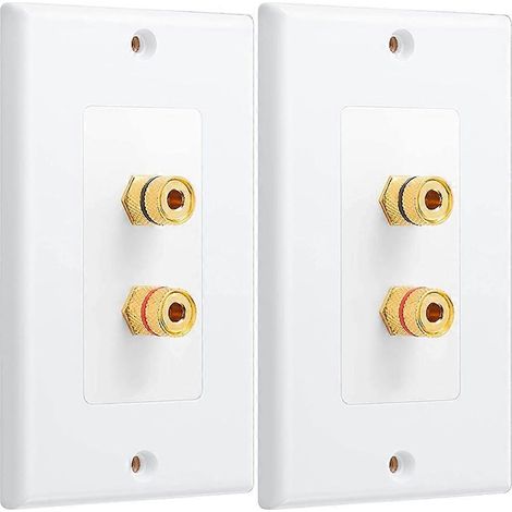 2 Pack Single Gang 1.0 Fil d Enceinte Mur Plate(banana Bouchon Mur Plate)pour 1.0 Enceinte Blanc (1/5)