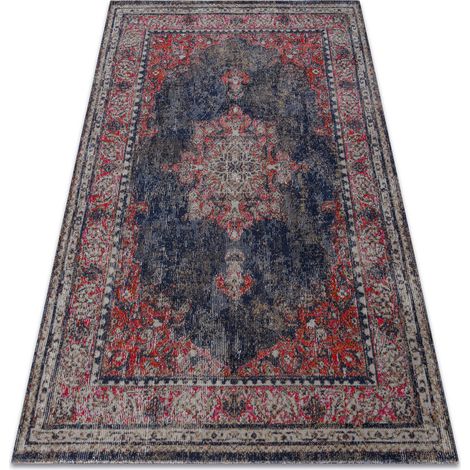 Tappeto moderno MUNDO E0551 ornamento, telaio vintage da esterno rosso / nero multicolour 140x190 cm