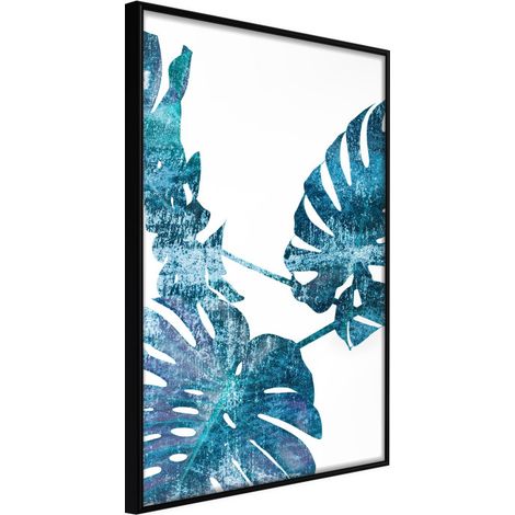 Affiche Murale Encadrée "Sapphire Monstera" 30 x 42 cm Noir