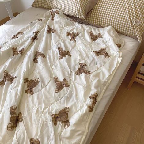 Couverture légère climatiseur motif ours, idéale sieste été 150x200 cm (1/4)