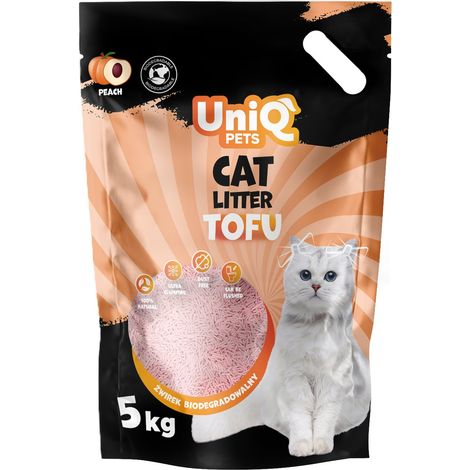 Uniq Pets Litière pour chat biodégradable au tofu Sac de 12 L - 5 kg - Parfum pêche