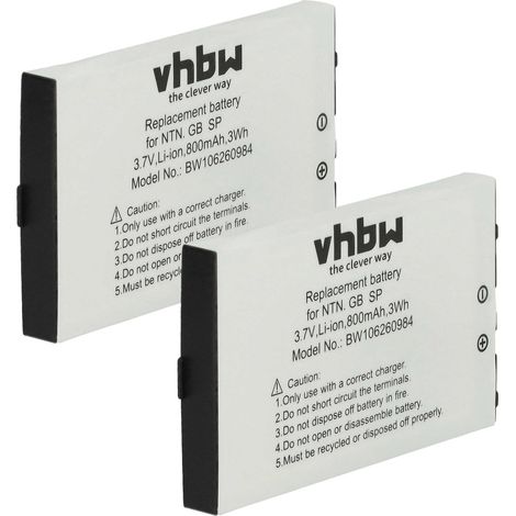 vhbw 2x Akku kompatibel mit Nintendo Game Boy Advance SP AGS-101, Advance SP AGS-003, Advance SP AGS-001 Spielekonsole (800 mAh, 3,7 V, Li-Ion)