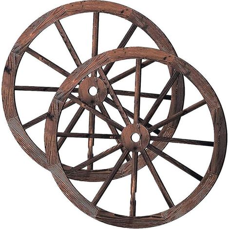 Lot de 2 roues de chariot décoratives en bois, style vintage, pour bar ou garage.