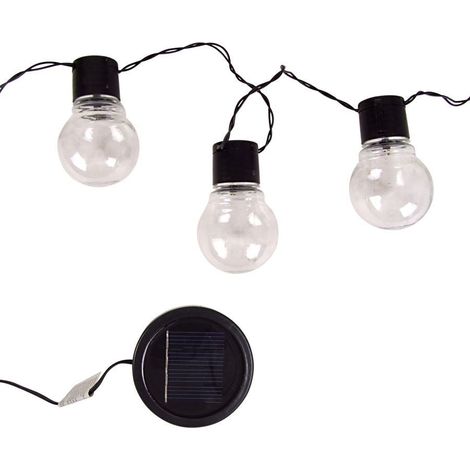Lichterkette Glühbirne - Solar - 10 LED warmweiß - Außen Glühlampe Kugeln Garten