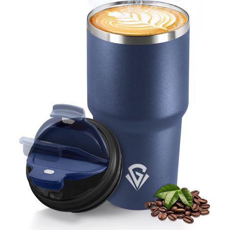 Mug Isotherme 600 ML, Réutilisable, Tasse Isotherme pour Café, Acier Inoxydable 304, Emporter, Anti-fuite, Double Paroi, Étanche Gobelet de Voyage pour Café Chaud et Froid, Lait et Thé (1/5)