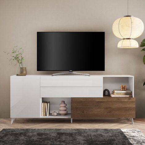 Madia con ante e vani colore bianco lucido e mercure 240cm - Marion (1/2)