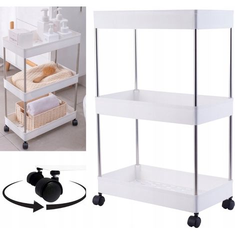 SCAFFALATURE MOBILI SU RUOTE, SCAFFALE DA BAGNO CON GANCI