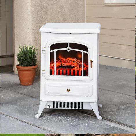 Cheminée électrique avec effet flamme réaliste blanc 950 1850W (1/5)