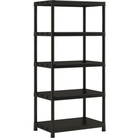 Étagère noire Keter KIS Plus XL 90x60x187 cm – 5 tablettes jusqu'à 80 kg – Montage rapide sans outils – Pieds surélevés pour nettoyage facile