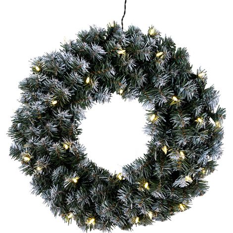 EGLO LED Weihnachtskranz, Kranz Weihnachten beleuchtet, Adventskranz in Tannengrün mit weißen Schnee-Details für innen und außen, warmweiß, mit Kabel, Ø 50 cm, IP44 (1/5)