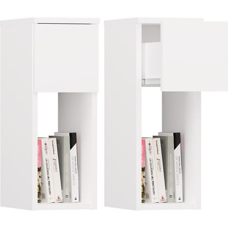 GALAX – Moderner weißer Nachttisch mit Schublade und Ablage 20 x 30 x 55 cm (1/5)