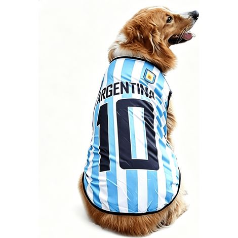 Chien Coupe du Monde de Football T-Shirt Pets Maillot de Football Sports Soccer National Team Gilet Chat Summer Cool Vêtements Apparel, 3XL (Chest 29"), Argentine