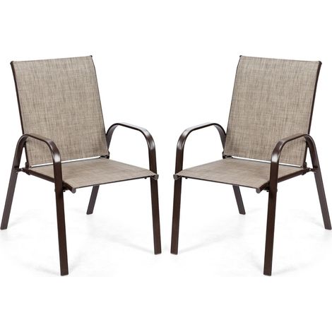 Set di 2 sedie da giardino ultra comode 56 x 72 x 90 cm design elegante metallo grigio e tessuto 200011297