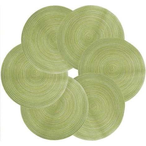 Lot de 6 sets de table ronds verts antidérapants, style nordique, adaptés aux tables de cuisine et aux salles à manger (38 cm). (1/5)