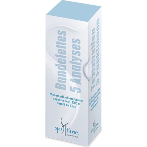 Bayrol – Bandelettes d'analyse de l'eau de piscine – Lot de 50 – 5 points d'analyse : pH, chlore, oxygène actif, alcalinité, dureté