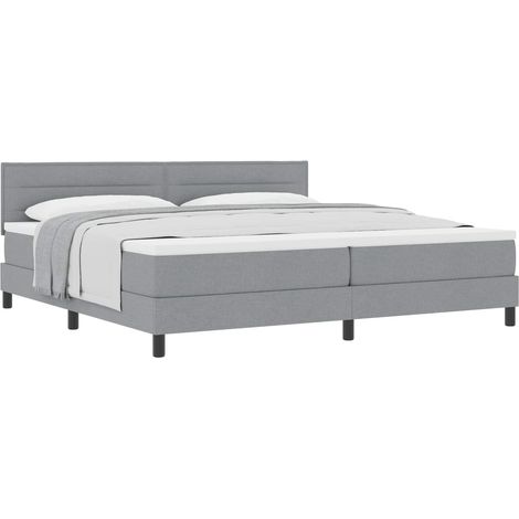 Box Spring Bed with Headboard Light Grey 200 x 200 cm Fabric vidaXL