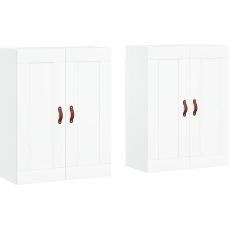 2 pcs Buffet,Bahut, Armoires murales blanc bois d'ingénierie CFW97852 (1/5)