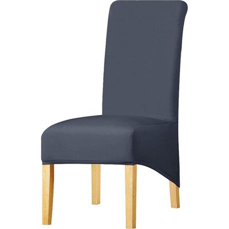Housse de chaise XL extensible pour salle à manger, salon, restaurant, hôtel, tissu uni, gris (1/5)
