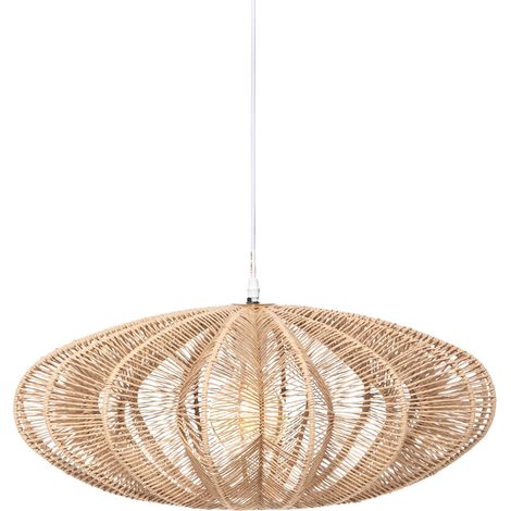 Atmosphera – Suspension en fer et papier beige 57 cm – Hauteur 24 cm – Douille E27 – Longueur câble 95 cm – Pour ambiance chaleureuse