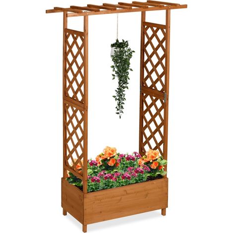 Fioriera con traliccio e tettoia - Legno di abete, uso balcone