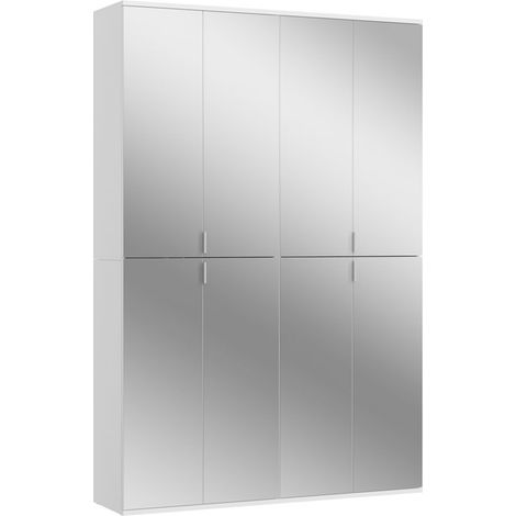 ProjektX Kleiderschrank 8 Türen weiß, Spiegel.