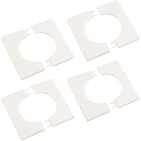 4 pièces de couvre-tuyaux muraux, 50 mm de diamètre en plastique ABS, bride fendue carrée et plaque d'écusson auto-adhésive décorative pour tuyau (Blanc nacré) (1/5)