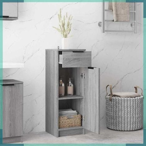 Armoire de bain - 817058 - Sonoma gris - 32 x 34 x 90 cm - Bois d'ingénierie (1/5)