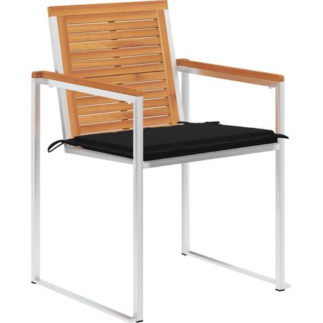 Lot de 6 Chaises de jardin - Chaises d'extérieur pour terrasse/jardin avec coussins Bois d'acacia solide BV536057 - BonneVie (1/5)