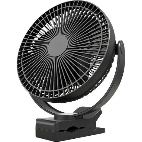 Ventilateur pince USB 20 cm, rechargeable rotation 720° 4 vitesses portable (1/5)
