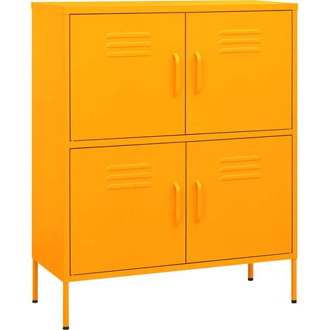 Armoire de rangement Design moderne, Armoire Etagère de rangement, Jaune moutarde 80x35x101,5 cm Acier OIB2133E (1/5)