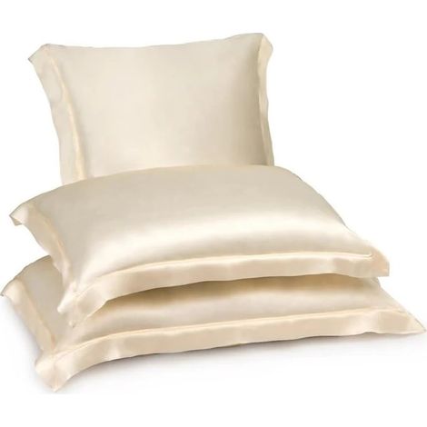 Lot de 2 taies d'oreiller Damask Satin DeLux, 100 % coton, vanille, 70 × 70 cm (1/5)