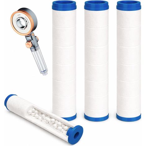 Pommeau de douche anti calcaire filtrant haute pression avec 2 filtres  Pomme de douche économie d’eau avec filtre douche anti calcaire  Douchette salle de bain (3 Filtres) (1/5)