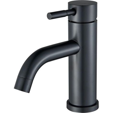 Robinet de lavabo, laiton, noir, surélevé, eau chaude/froide (1/5)