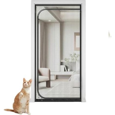 Moustiquaire renforcée pour portes et fenêtres – maille ultra-fine, fermeture éclair type C, couleur grise avec bords noirs, dimensions 85 x 195 cm, compatible avec tous les types de portes et fenêtre (1/5)