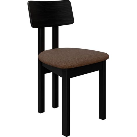 Chaise Victorville 382, Noir, 85x47x48cm, Tissu, En bois, Bois (1/5)