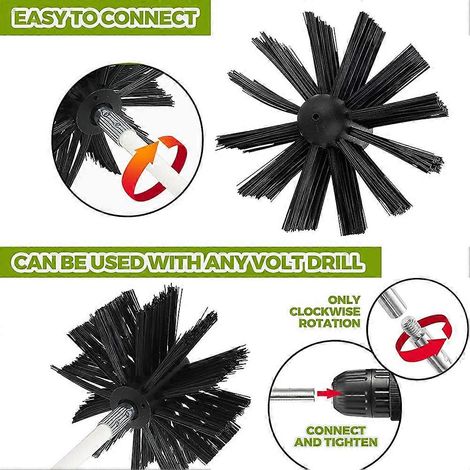 Brosse de ramonage, 6 à 15 pièces. Tiges flexibles avec 1 pièce. Brosse rotative pour le nettoyage des parois intérieures de cheminées. (1/5)