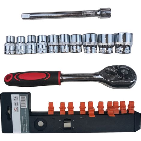 Set clé douilles 3/8 pouces – Cliquet et tige connexion 8-21mm, réparation entretien voiture, mécanique (1/5)