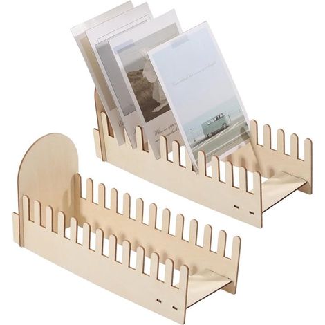 Expositor de madera con 12 compartimentos para tarjetas de felicitación (27 x 14 cm), pegatinas, fotos de mesa (1/4)