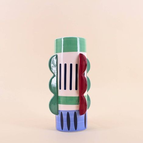 Vase imprimé coloré avec ailettes, H28cm (1/5)