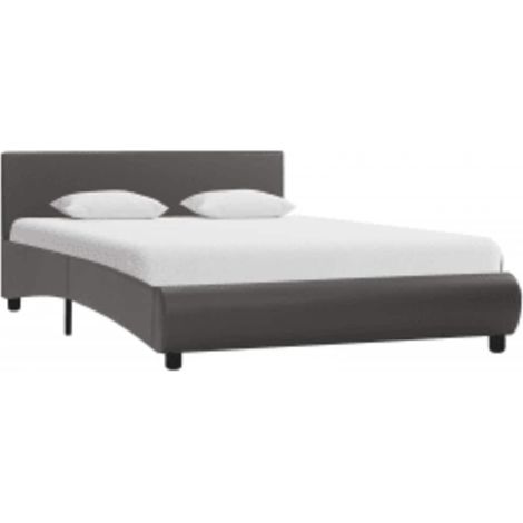 Maison Exclusive - Bettgestell mit LED Grau Kunstleder 140x200 cm