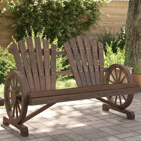 Chaise de jardin Adirondack 2 places en bois de sapin massif aspect brûlé 119 x 63,5 x 87 cm - PANGIVO (1/5)