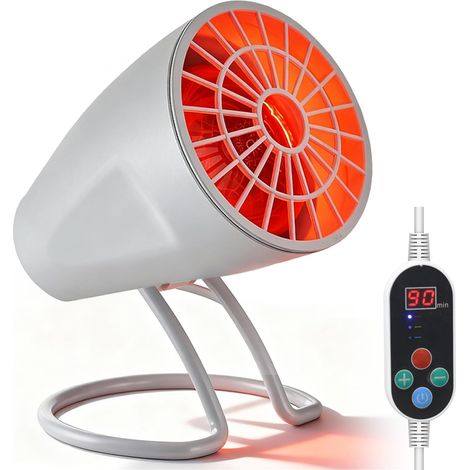 Lampe infrarouge, 150 W, lumière rouge avec minuterie et température réglable, angle réglable pour la fatigue musculaire relaxante (blanc) (1/5)