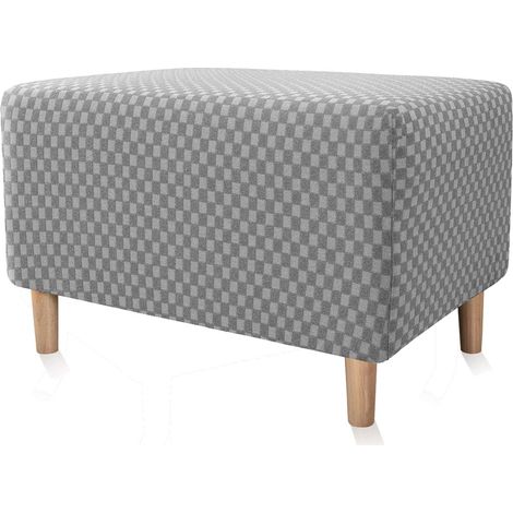 Ottoman footstool covers in stretch fabric with soft thick velvet fabric for living room, dining room, bathroom (grey, small) (1/5)