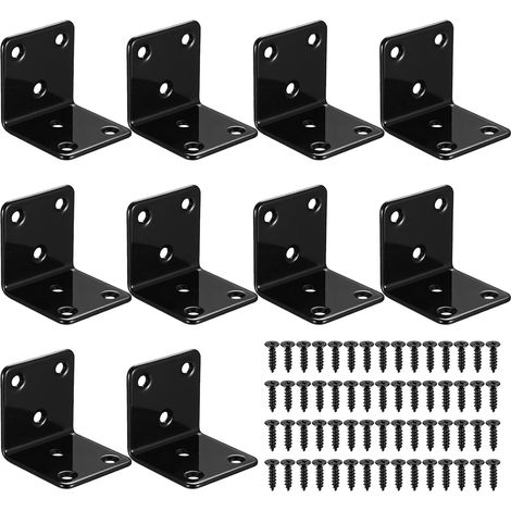 10 Pièces Équerre Perforée 40x40x40mm Connecteur angle 90°, acier robuste, assemblage bois, meubles, fixation simple, lot de 10. (1/5)