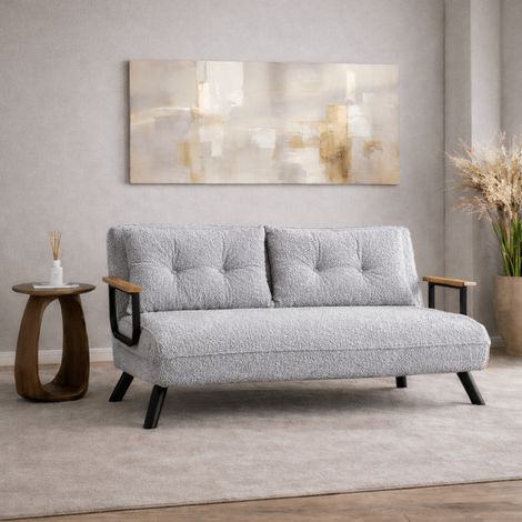 Schlafsofa Grauer Bouclé-Zweisitzer – Sando