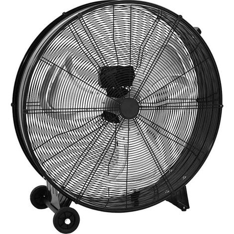 Ventilateur industriel à tambour de 77 cm, 187,7 watts, noir.