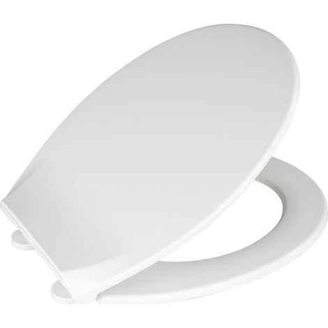 Abattant WC Kos – Thermoplastique blanc – Fixation inox Easy-Close – Dimensions 37,5x42 cm – Compatible toilettes standard