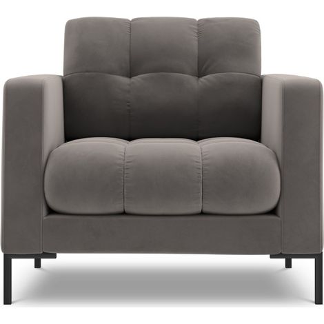 Fauteuil en velours gris clair (1/5)